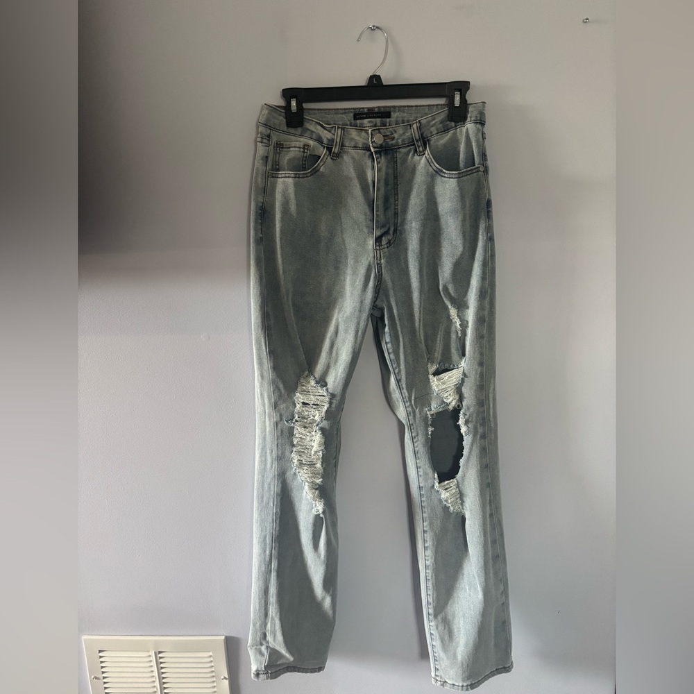 Distressed Light Wash Jeans Size L (10-12)